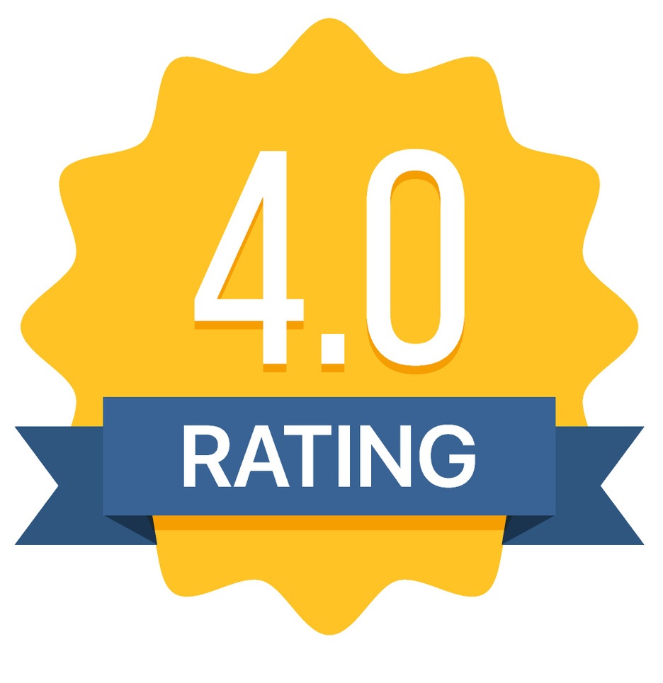 Yellow badge with 4.0 rating
