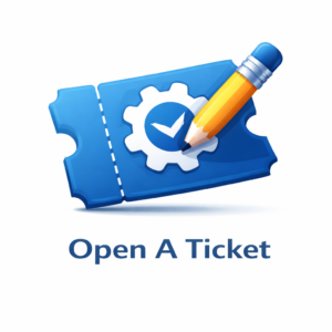 Ticket icon with pencil and gear